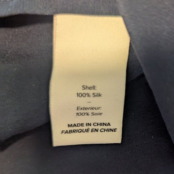 cinq á sept Silk Dani Blouse Blue Gold Embroidered Button Charmeuse Top Floral - Picture 8 of 10